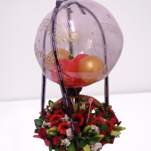 Mixed Basket Bouquet with Custom Big Balloon