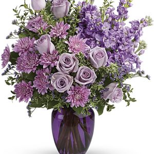 purple themed vase arrangement