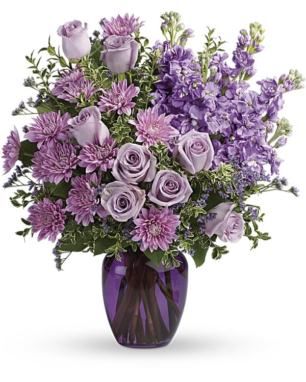 purple themed vase arrangement