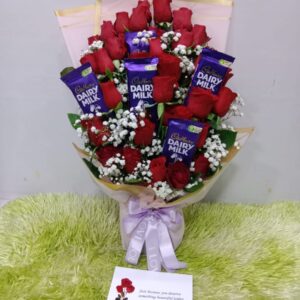 Roses with chocolate bars